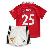 Fotbalové Dres Manchester United Jadon Sancho #25 Dětské Domácí 2022-23 Krátký Rukáv (+ trenýrky)